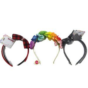 Claire's NEW Lot of 6 Girls Headbands Christmas Floral Metallic Red Gray Black